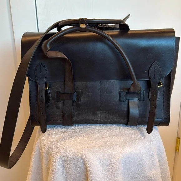 Ralph Lauren Double RL & Co. Bridle Leather Satchel in Black
